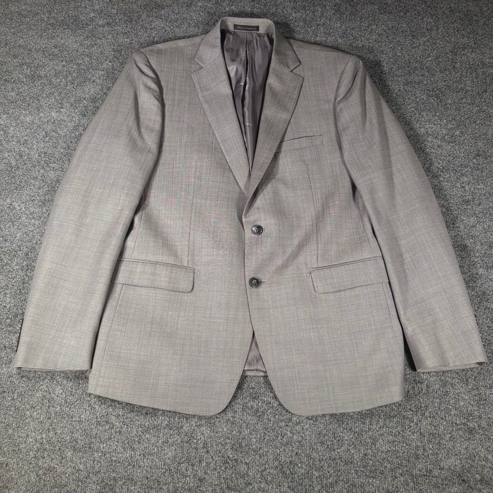 Calvin Klein Blazer Sport Coat 100% Wool Natural Stretch 44R Grey Mens Jacket 44